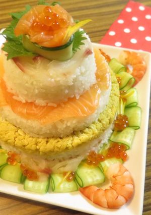 パーティー&お祝いに♪重ねる寿司ケーキ-レシピのメイン写真