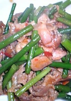 甘辛♪豚肉とにんにくの芽炒め-レシピのメイン写真