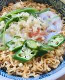 チキンラーメン●長ネギ＆オクラ＋生姜風味