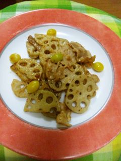 蓮根と豚バラのオイスターソース炒め-レシピのメイン写真
