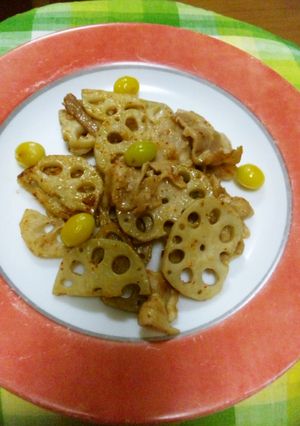 蓮根と豚バラのオイスターソース炒め-レシピのメイン写真