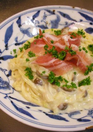 しめじと生ベーコンのカルボナーラ風♪-レシピのメイン写真