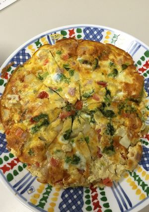 お餅入り☆具だくさんスパニッシュオムレツ-レシピのメイン写真
