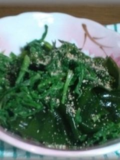 春菊と水菜・わかめの酢の物-レシピのメイン写真
