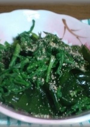 春菊と水菜・わかめの酢の物-レシピのメイン写真