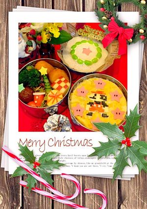 マリオ de Xmas❤︎人生初キャラ弁-レシピのメイン写真