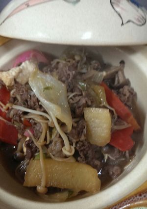 野菜たっぷり 牛肉小間切れすき焼き♪-レシピのメイン写真