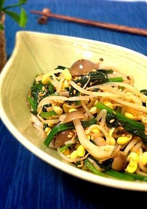 豆もやしとほうれん草の黒酢ナムル-レシピのメイン写真