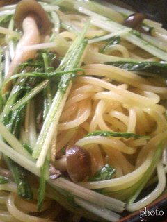水菜としめじの和風パスタ-レシピのメイン写真