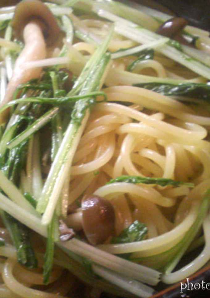 水菜としめじの和風パスタ-レシピのメイン写真
