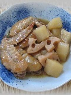 鶏手羽先と根菜の煮物-レシピのメイン写真