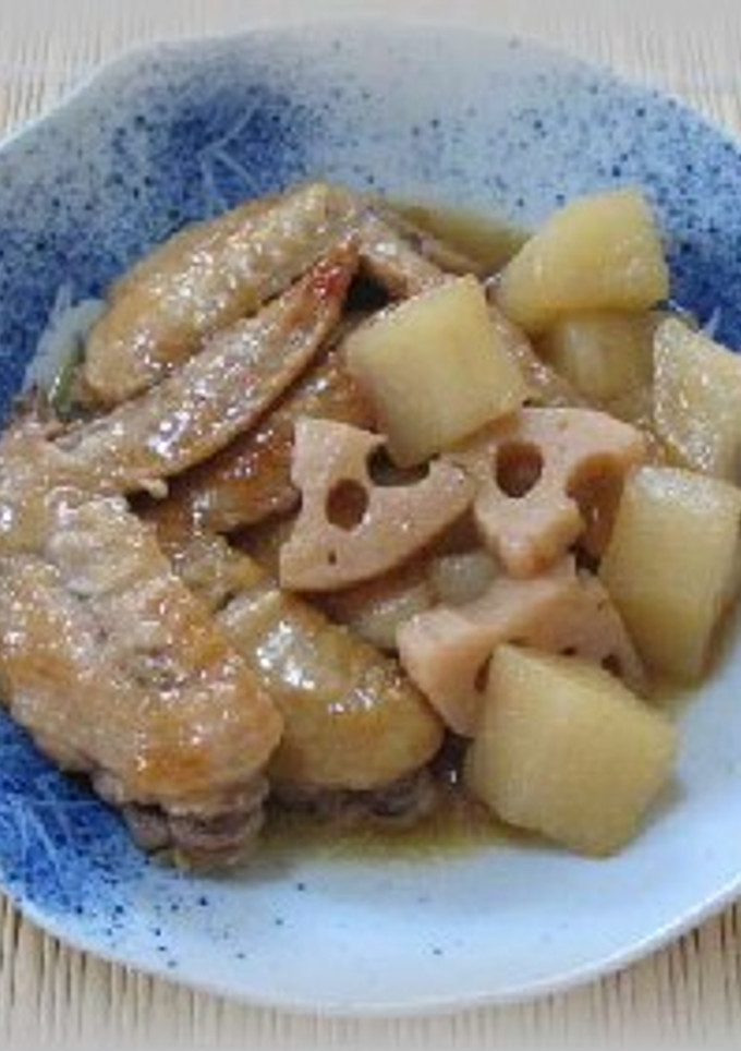 鶏手羽先と根菜の煮物-レシピのメイン写真