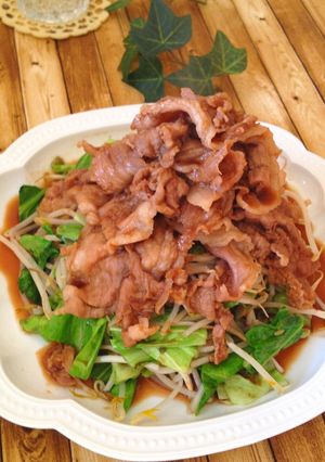 ヘルシー！豚こま肉で！もやし入り生姜焼き-レシピのメイン写真