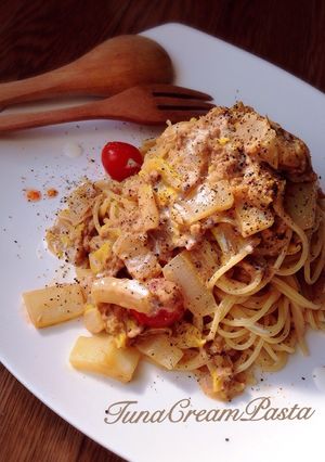 ツナと白菜のカルボナーラ風パスタ-レシピのメイン写真