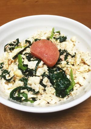 ニラ明太豆腐。おつまみおかず弁当OK！-レシピのメイン写真