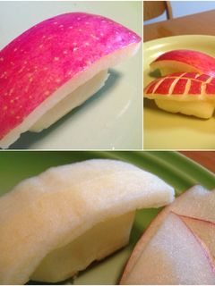 りんごでにぎり寿司!赤身、イカ、飾り切り-レシピのメイン写真