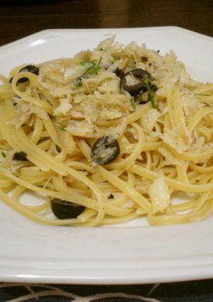 バカリャウと黒オリーブのパスタ-レシピのメイン写真