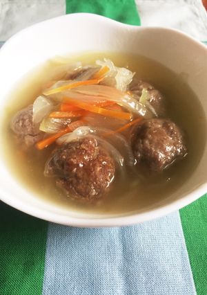 簡単！豚ひきの肉団子で野菜あんかけスープ-レシピのメイン写真