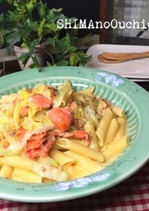 塩鮭とキャベツのクリームパスタ-レシピのメイン写真
