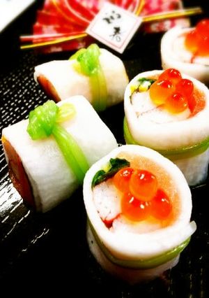 おせちに蟹かまサーモンの俵巻き♪-レシピのメイン写真