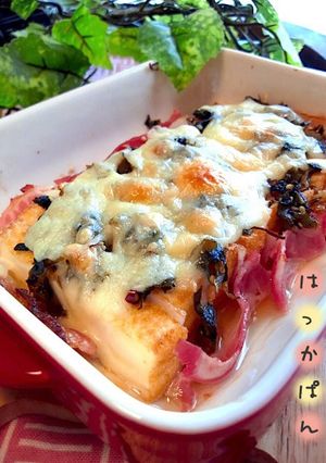 厚揚げベーコンの高菜チーズ焼き-レシピのメイン写真