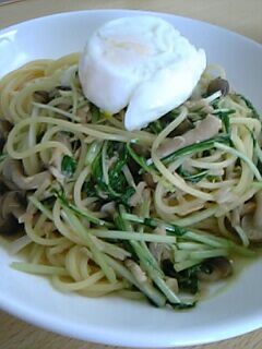 水菜とシメジの秋味和風パスタ。-レシピのメイン写真