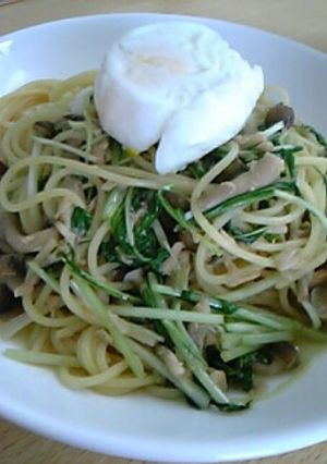 水菜とシメジの秋味和風パスタ。-レシピのメイン写真