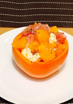 柿と生ハムとチーズのサラダ-レシピのメイン写真