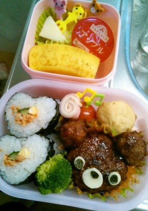 キャラ弁☆ハンバーグでくまさん弁当。-レシピのメイン写真