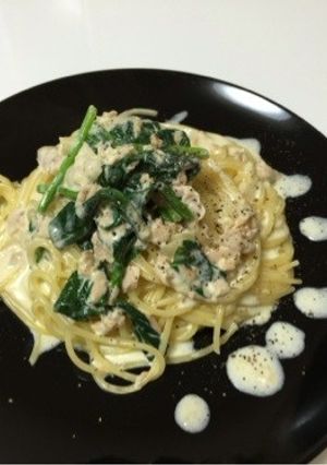 ツナとほうれん草のクリームパスタ-レシピのメイン写真