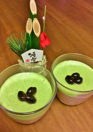 糖質制限！抹茶と低糖あんの二色ムース-レシピのメイン写真