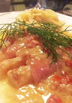 ホワイトアスパラロースハム巻きパスタ添え-レシピのメイン写真