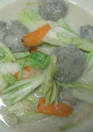 白菜とれんこん団子の豆乳煮-レシピのメイン写真