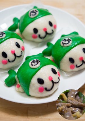 青椒肉絲ふっかちゃんまん ゆるキャラまん-レシピのメイン写真