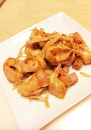 お麩とベーコンにんにくバター醤油-レシピのメイン写真