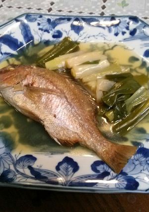 焼鯛と白ネギの煮物-レシピのメイン写真