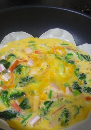 フライパンでキッシュ♡餃子の皮だから簡単-レシピのメイン写真