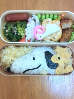 キャラ弁 スヌーピー ~かまぼこひつじ~-レシピのメイン写真