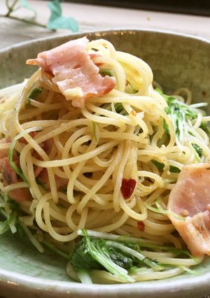 3分クック✿京水菜＆ベーコンご馳走パスタ-レシピのメイン写真