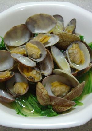電子レンジで簡単☆あさりと水菜の酒蒸し♪-レシピのメイン写真