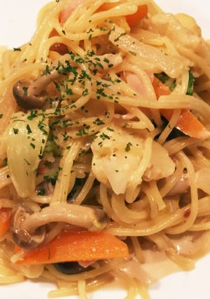 でんせつの冬野菜の味噌クリームパスタ-レシピのメイン写真