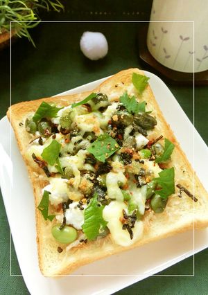 チーズ×３＊大葉香る枝豆の和トースト-レシピのメイン写真