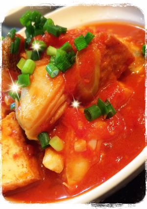 トマトジュースで鱈と厚揚げ煮込み-レシピのメイン写真