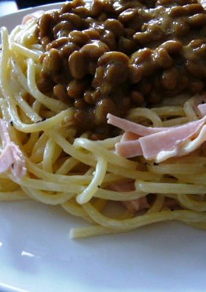 カルボナーラ風？納豆パスタ-レシピのメイン写真