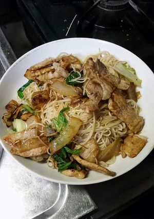 豚肉と玉ねぎのそうめん炒め-レシピのメイン写真