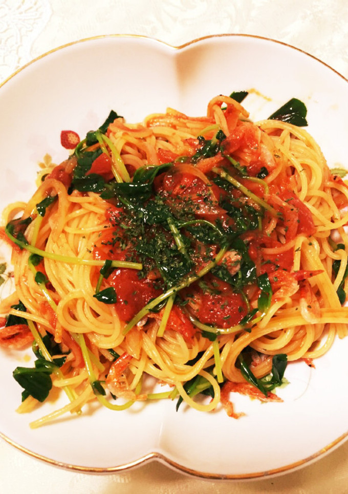 ★簡単★桜エビと豆苗のトマトパスタ-レシピのメイン写真