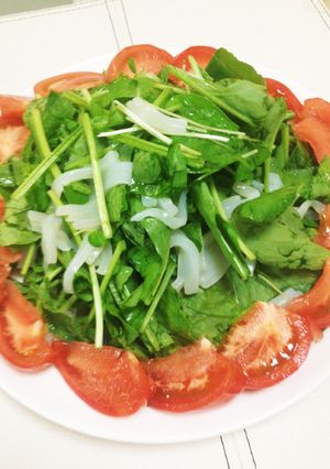 サラダほうれん草とイカ素麺のサラダ-レシピのメイン写真