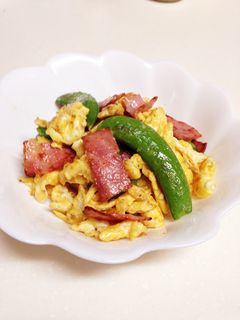 ベーコンとスナップえんどうの卵炒め-レシピのメイン写真