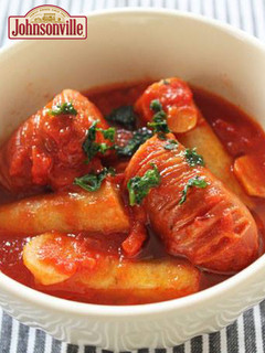 ジョンソンヴィルとごぼうのトマト煮-レシピのメイン写真