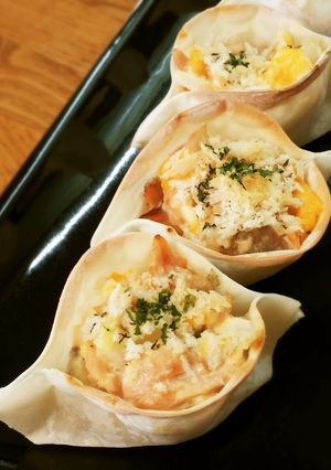 餃子カップでカワイイ☆鮭のタルタル焼き-レシピのメイン写真